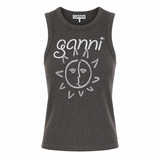 GANNI Ribbed Logo Tank