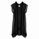 WORLD Sheer Ruffle Midi Dress