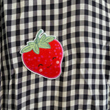 Bottega Veneta Gingham Midi Dress – Strawberry Appliqué