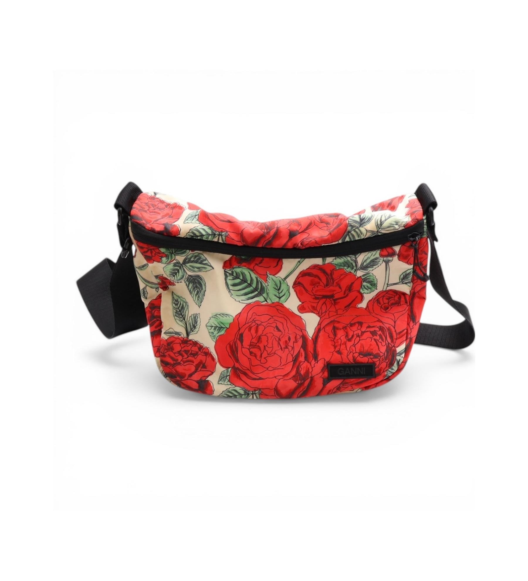 GANNI Floral Crossbody Bag – Red Rose Print