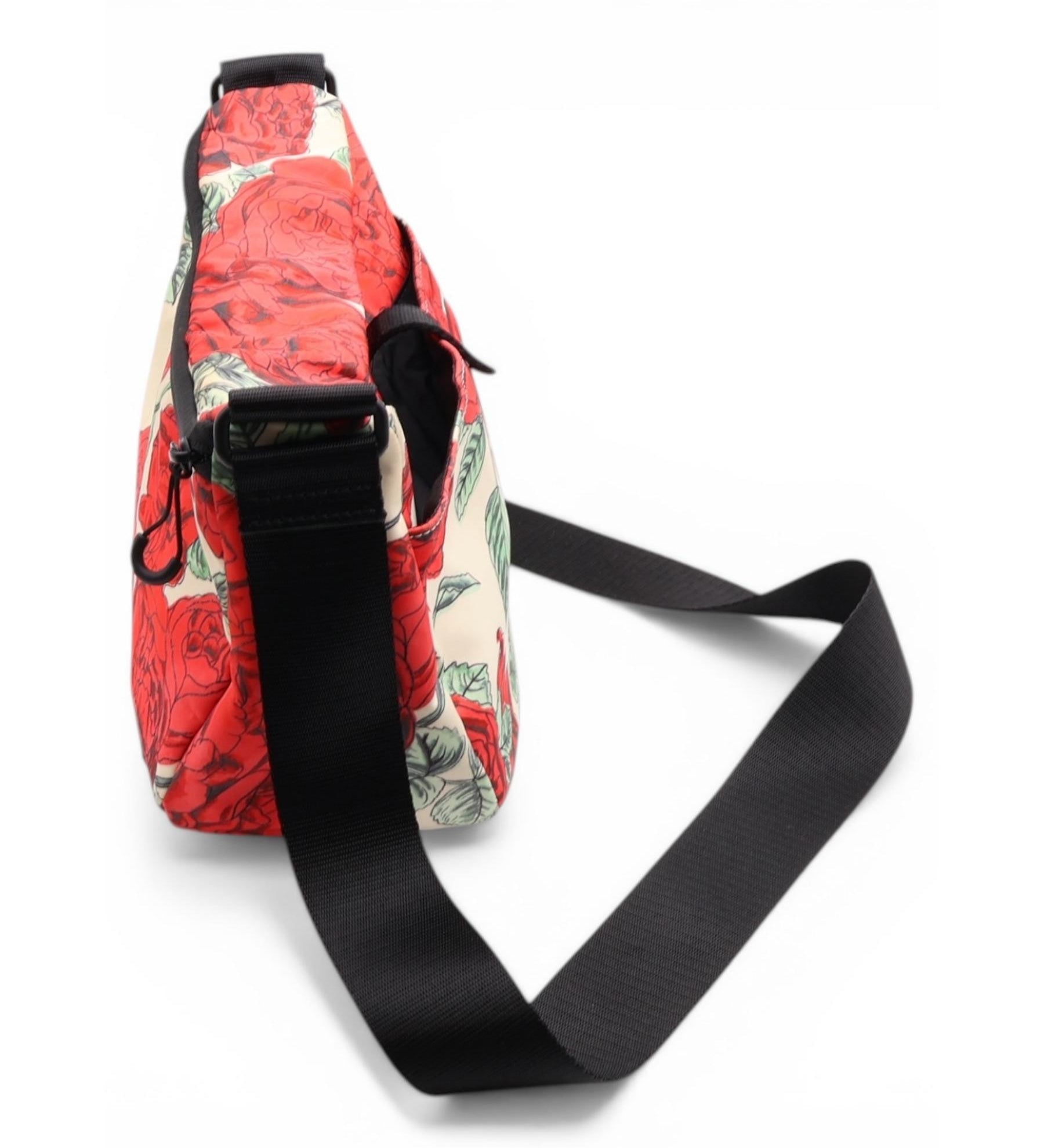 GANNI Floral Crossbody Bag – Red Rose Print