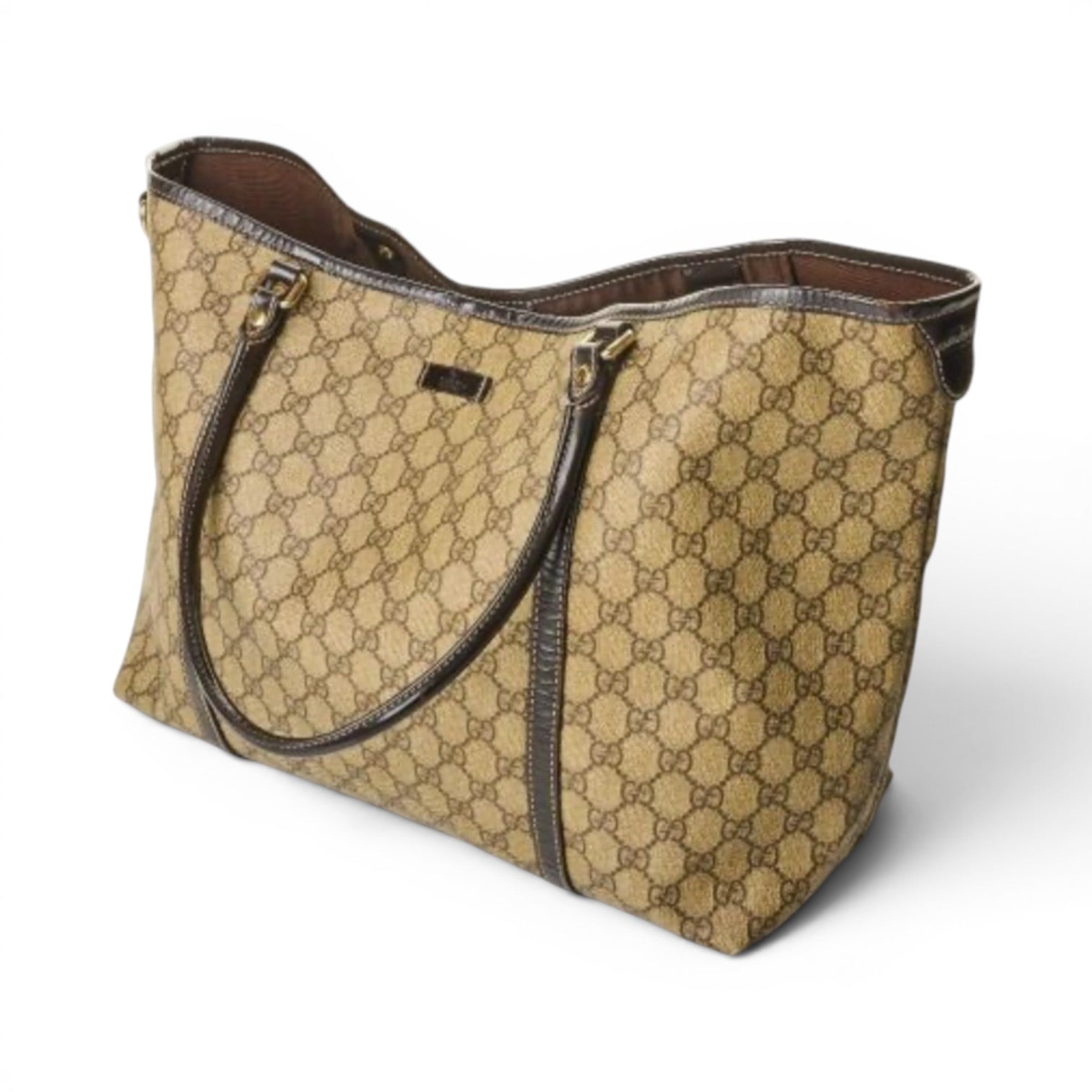 Gucci GG Supreme Joy Tote Bag – Monogram Canvas & Brown Leather