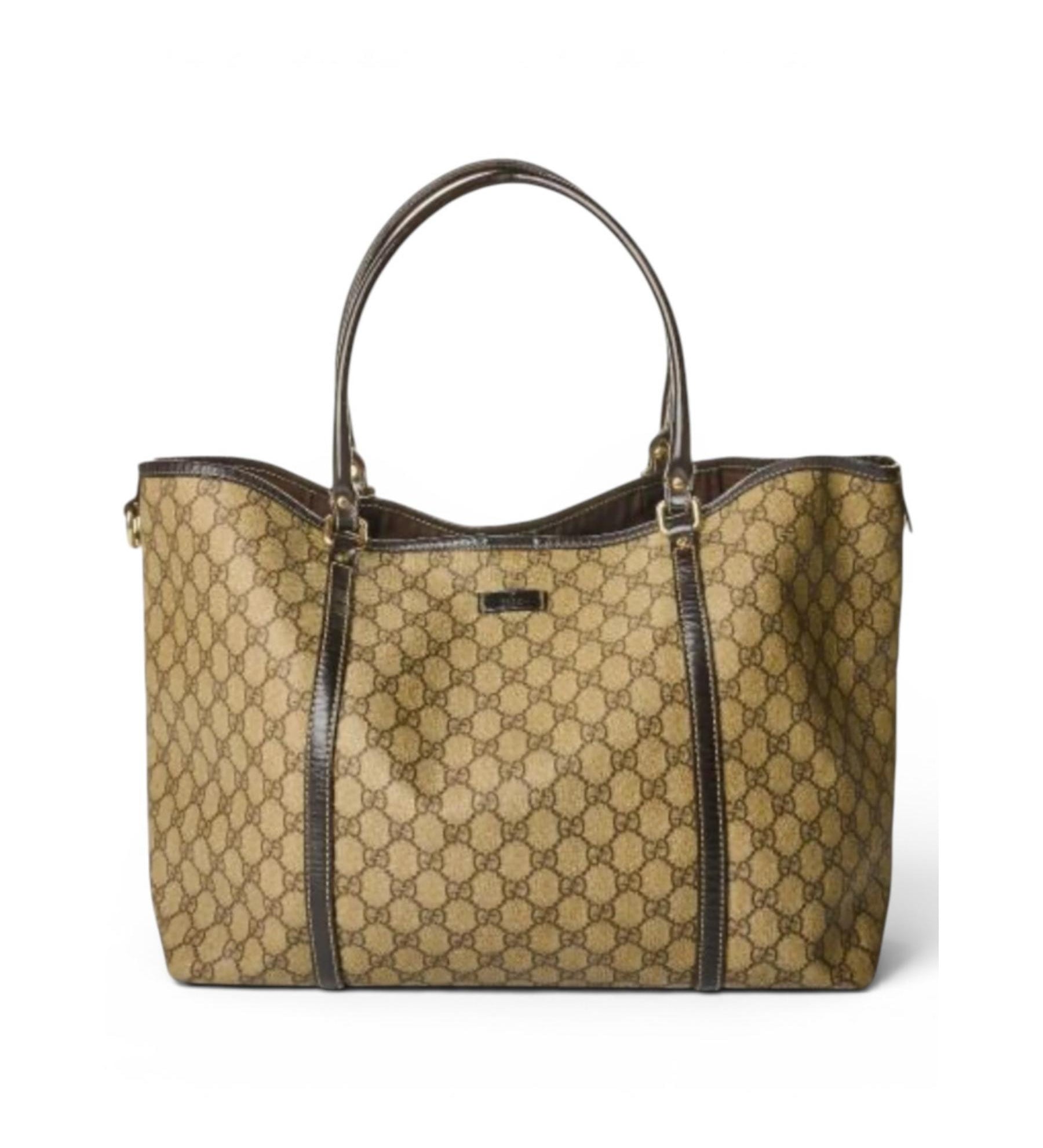 Gucci GG Supreme Joy Tote Bag – Monogram Canvas & Brown Leather