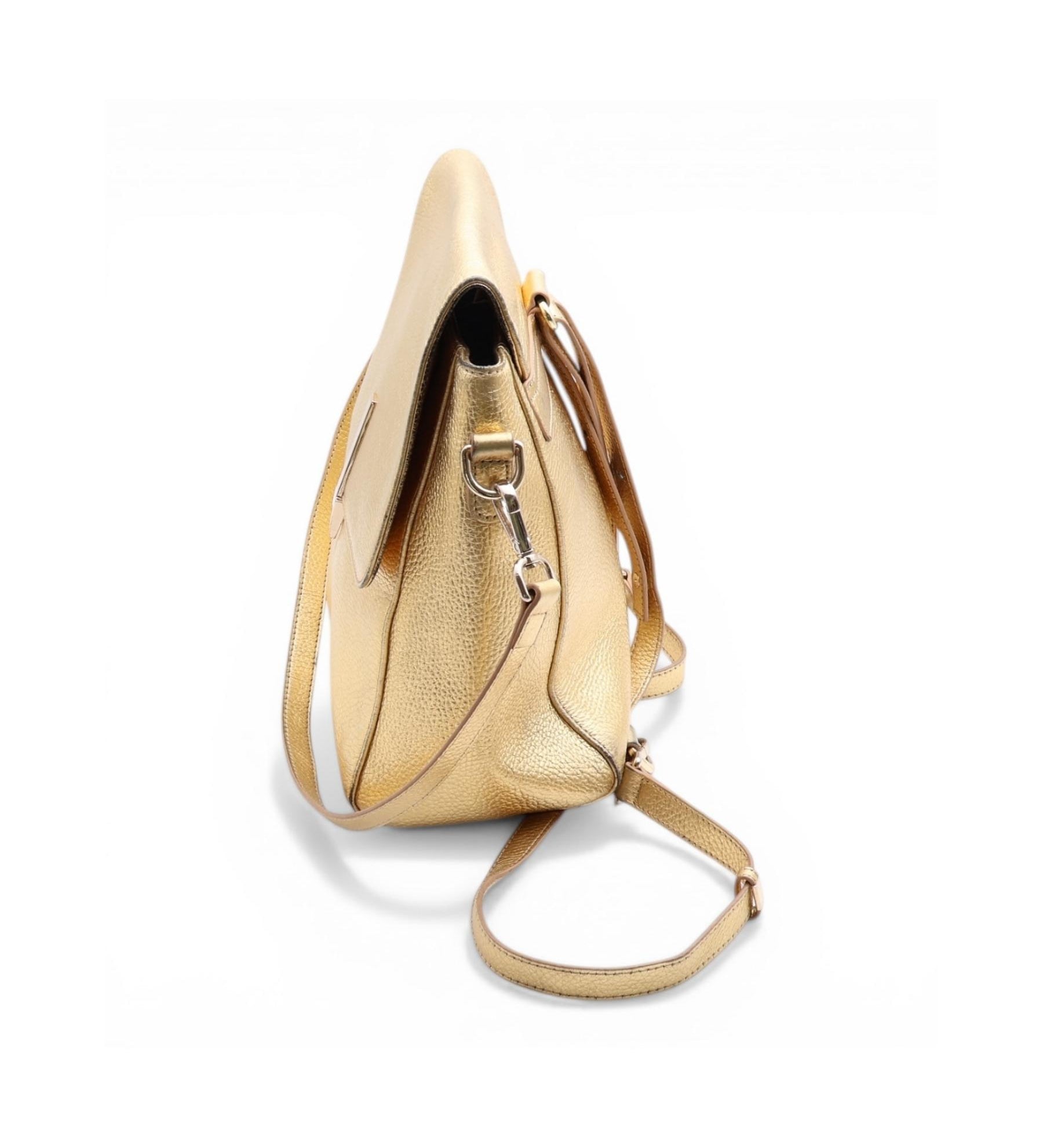 Karen Walker Metallic Leather Backpack – Gold