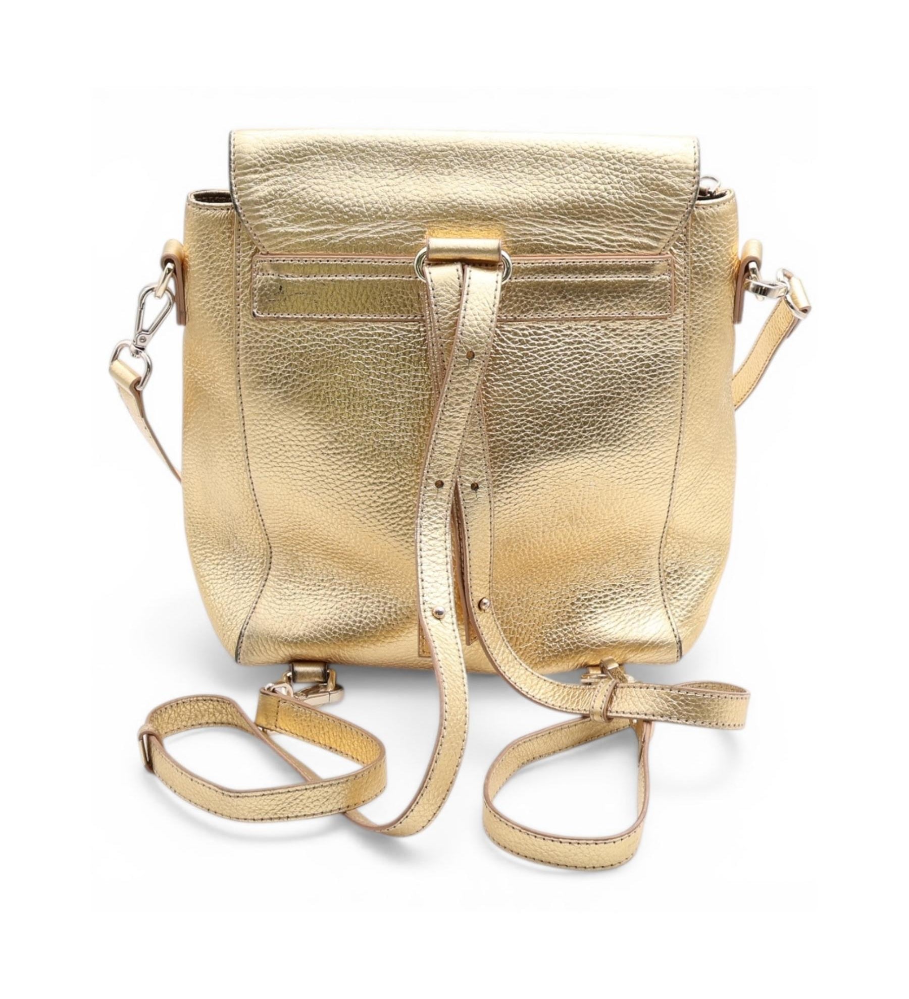 Karen Walker Metallic Leather Backpack – Gold