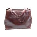 Oroton Croc-Embossed Leather Tote – Burgundy