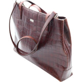 Oroton Croc-Embossed Leather Tote – Burgundy