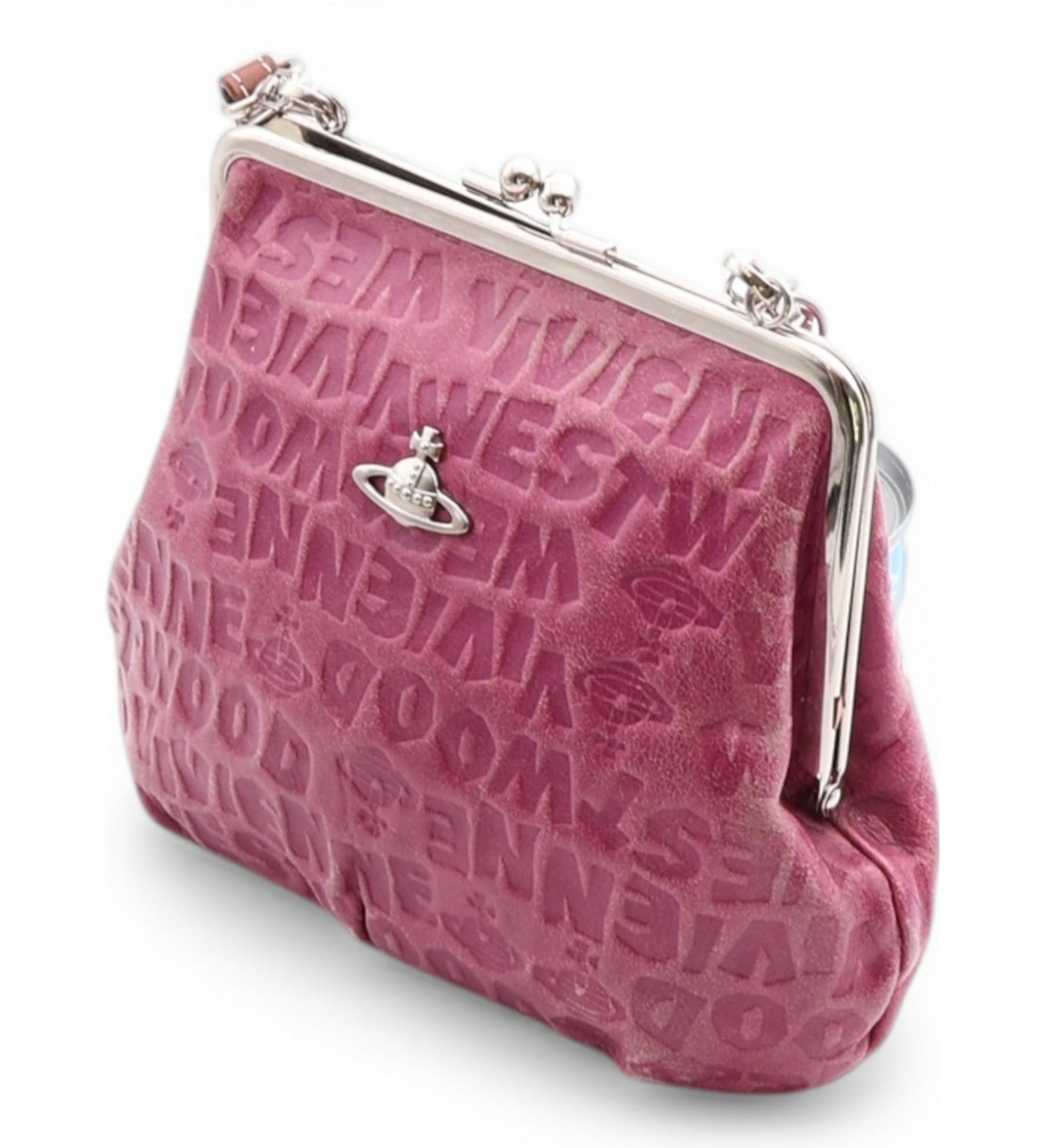 Vivienne Westwood “Granny Frame” Clutch – Pink Logo Embossed