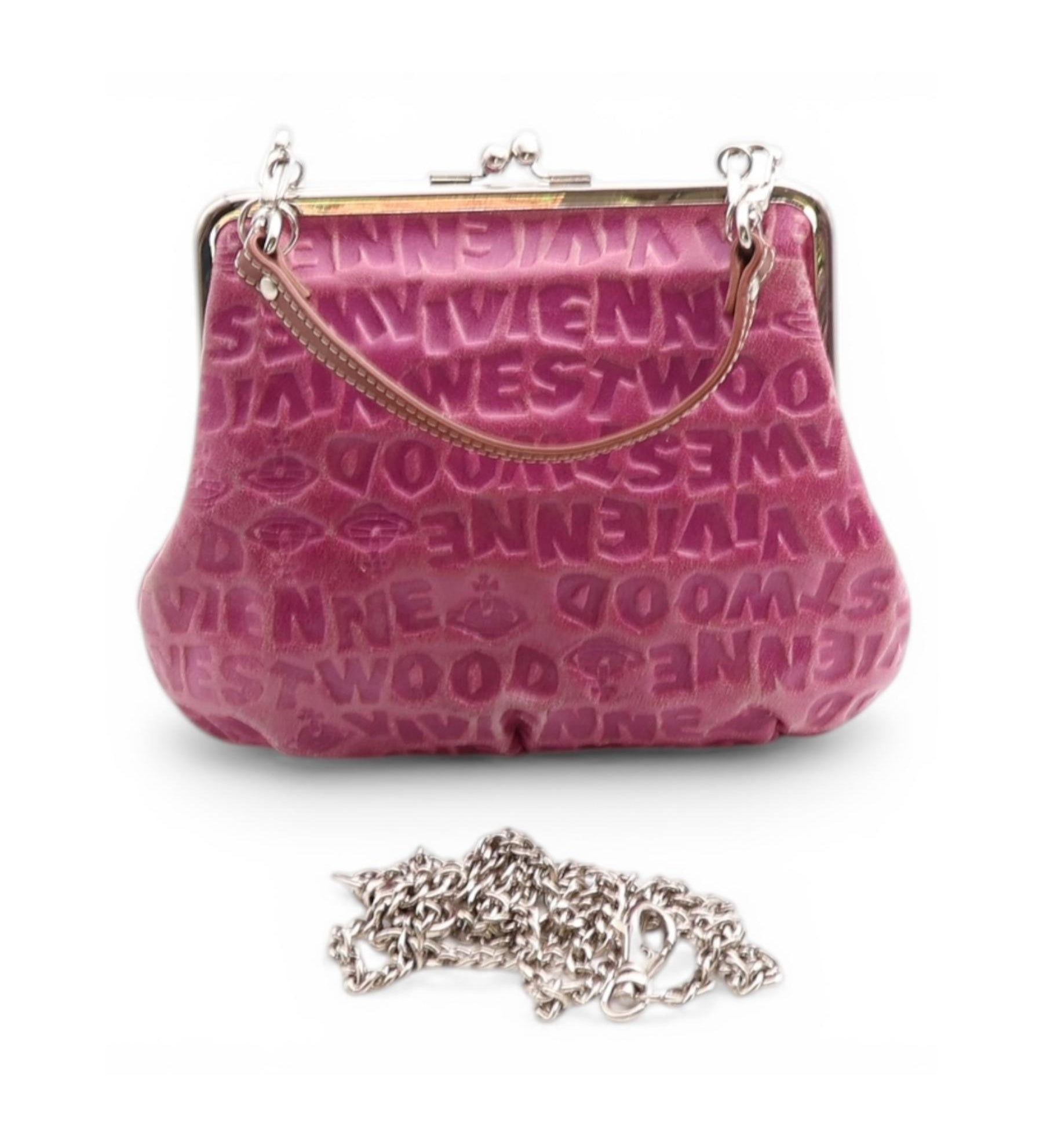 Vivienne Westwood “Granny Frame” Clutch – Pink Logo Embossed