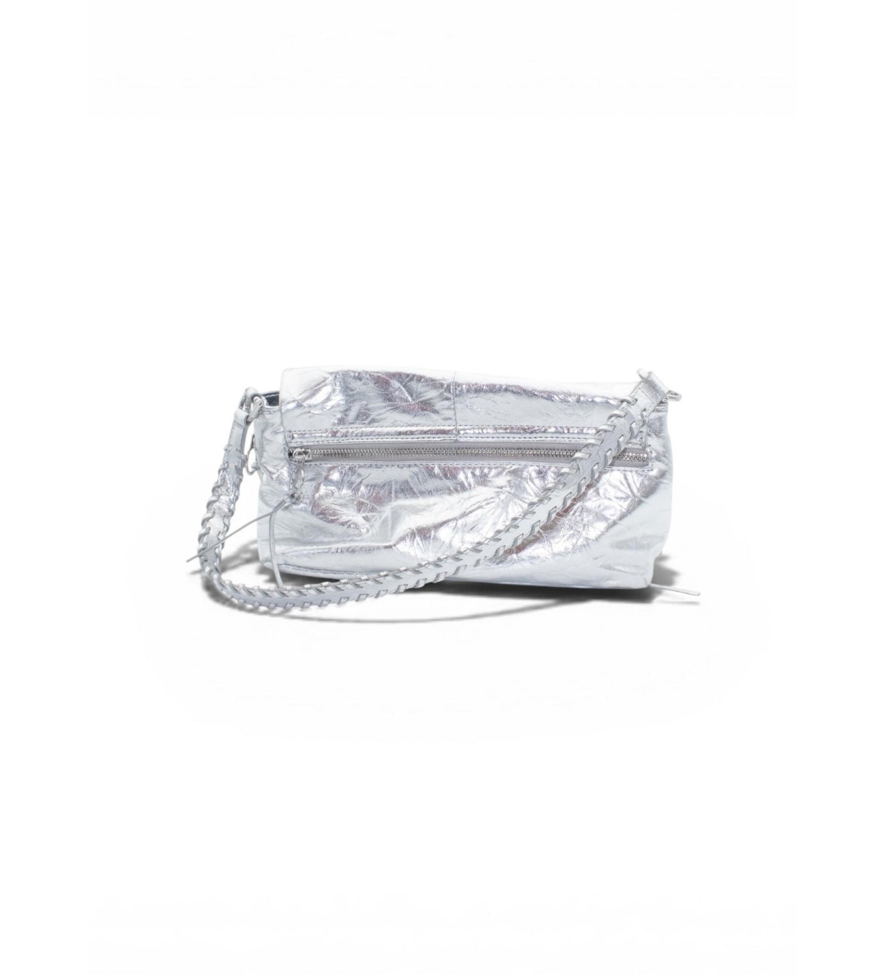 Zara Metallic Silver Crossbody Bag