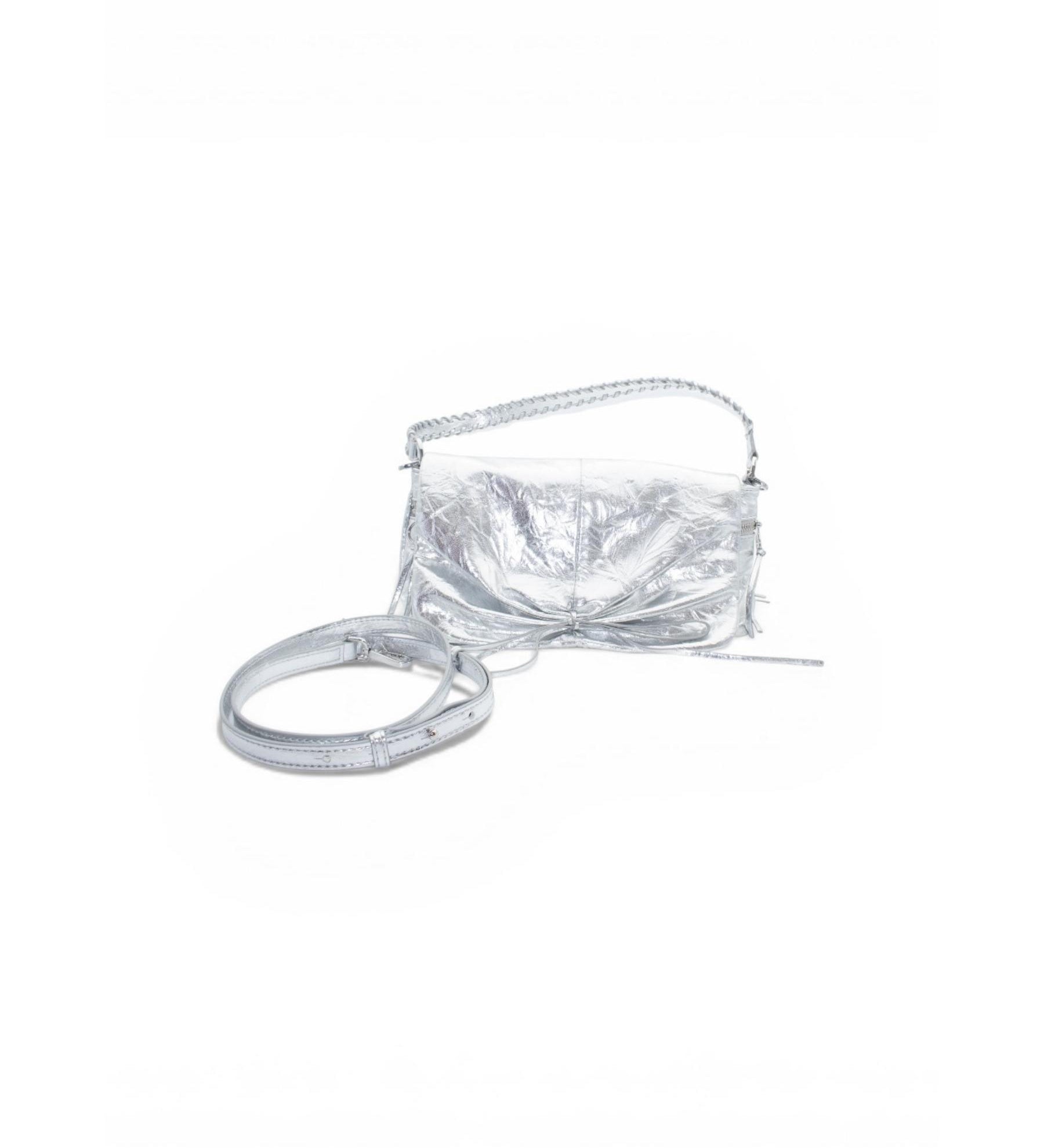 Zara Metallic Silver Crossbody Bag