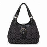 Black & Charcoal Monogram Hobo Shoulder Bag