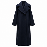 Ganni Navy Recycled Wool Oversized Coat