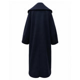 Ganni Navy Recycled Wool Oversized Coat