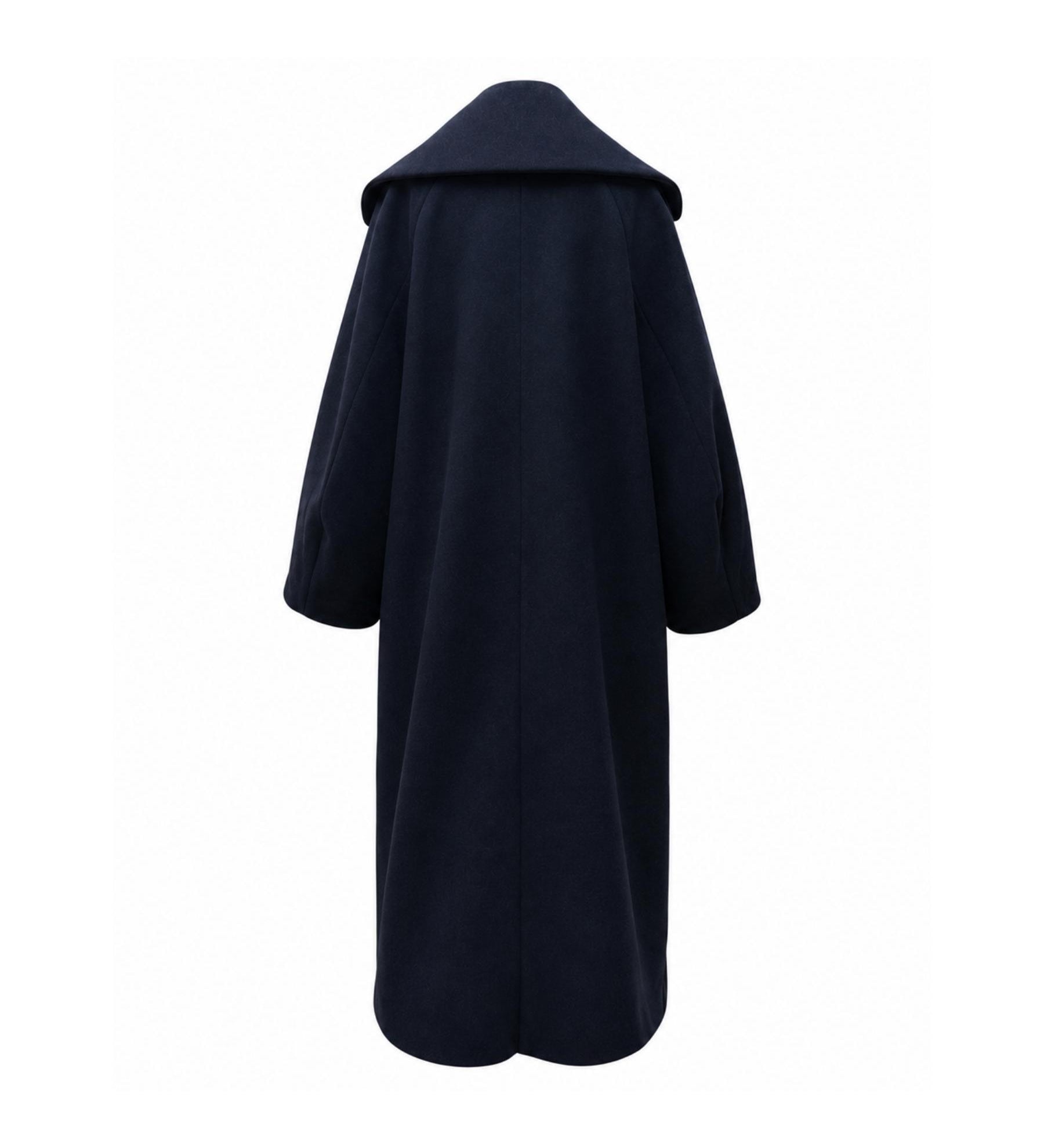 Ganni Navy Recycled Wool Oversized Coat