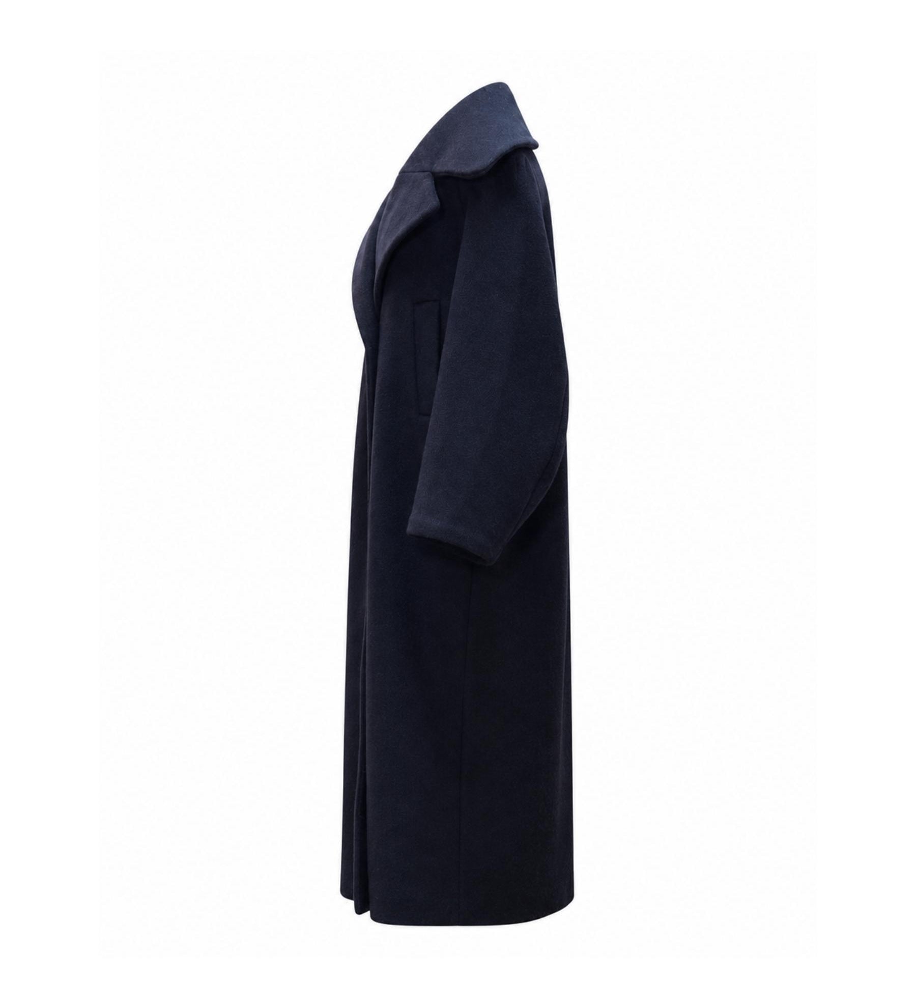 Ganni Navy Recycled Wool Oversized Coat
