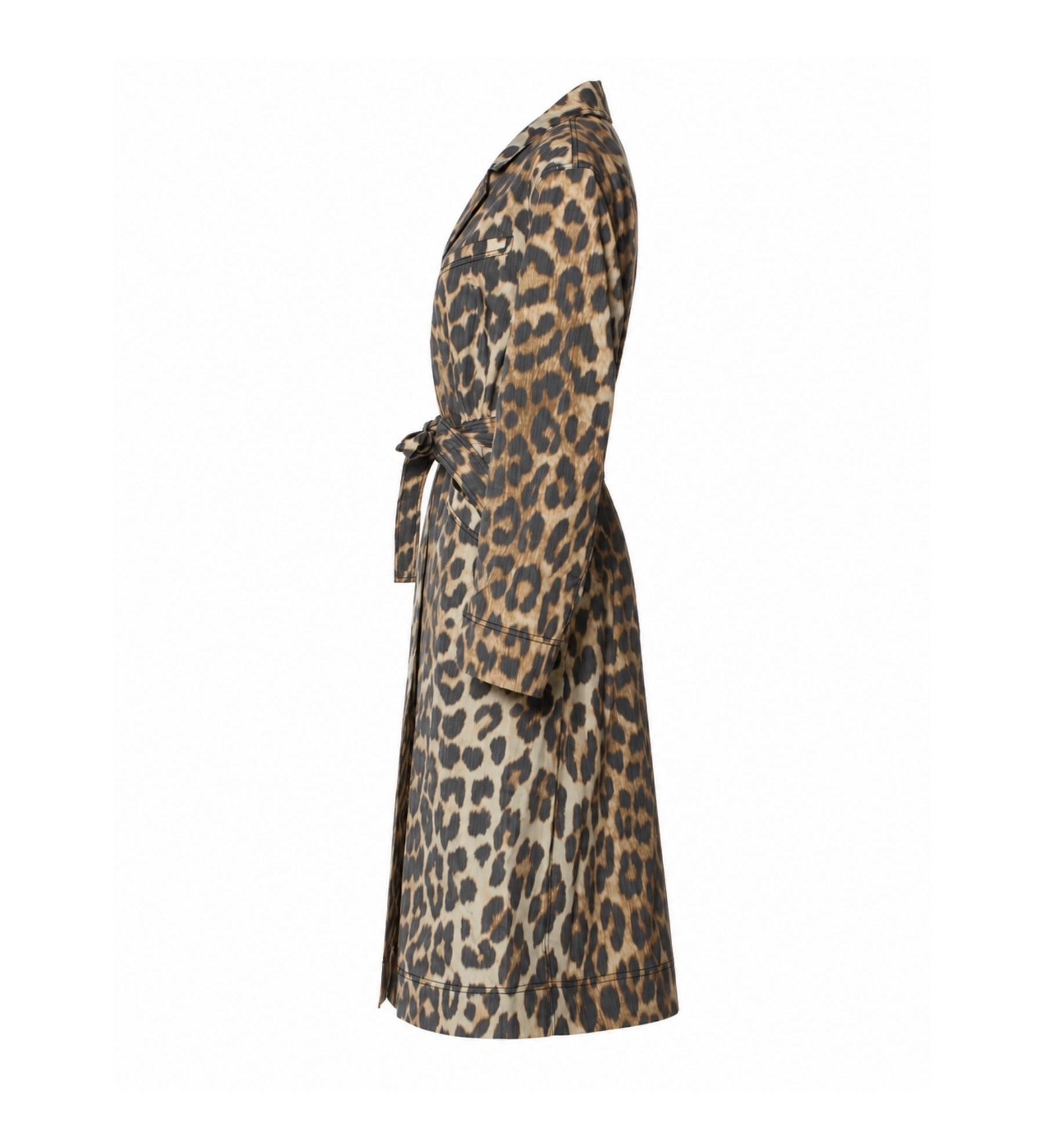 Ganni Animal Print Trench Coat