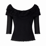 Rohmana Black Mesh Off Shoulder Top