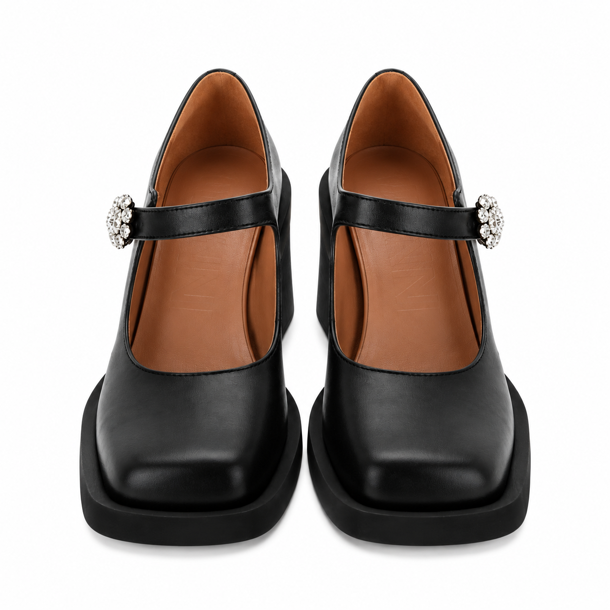 Ganni Crystal-Embellished Mary Jane Leather Pumps