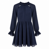 Ted Baker Navy Long Sleeve Fit &amp; Flare Dress – Size 10