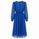 French Connection Blue Check Midi Dress – Size S