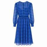 French Connection Blue Check Midi Dress – Size S