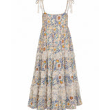 Beatnik Philosophy Blue Floral Tiered Midi Dress