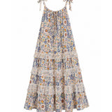 Beatnik Philosophy Blue Floral Tiered Midi Dress