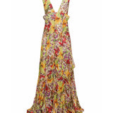 Diane Burkhardt Silk Chiffon Maxi Dress – Floral