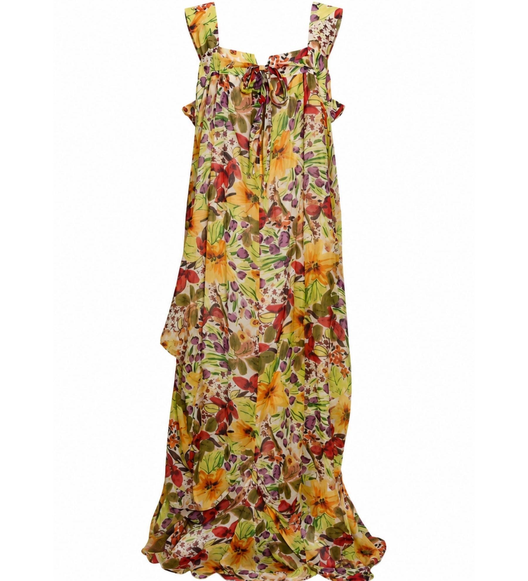 Diane Burkhardt Silk Chiffon Maxi Dress – Floral