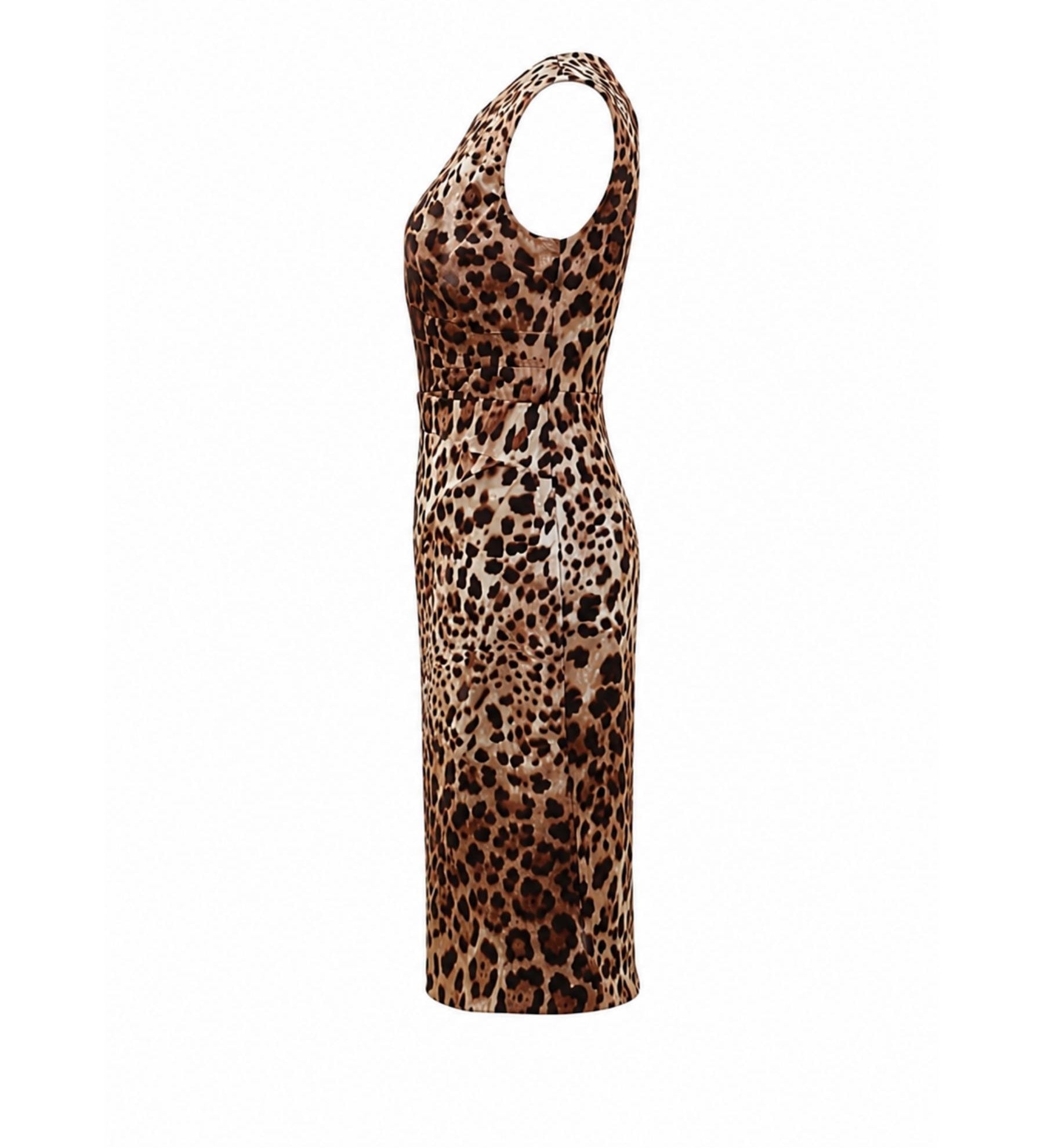 Dolce & Gabbana Leopard Print Silk Sheath Dress