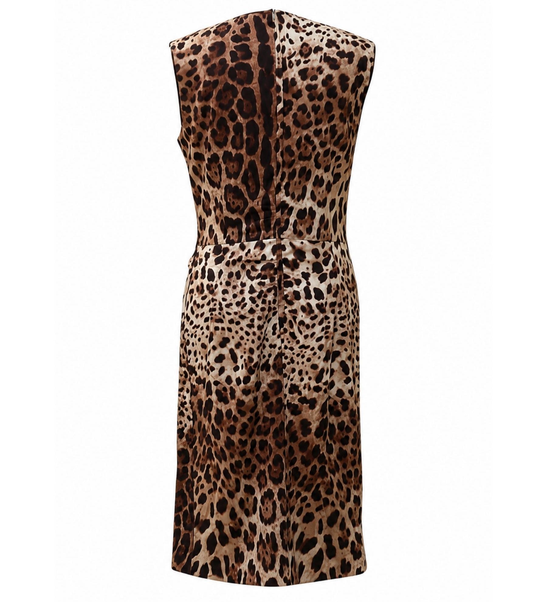 Dolce & Gabbana Leopard Print Silk Sheath Dress