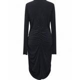 Ganni Black Ruched Turtleneck Dress
