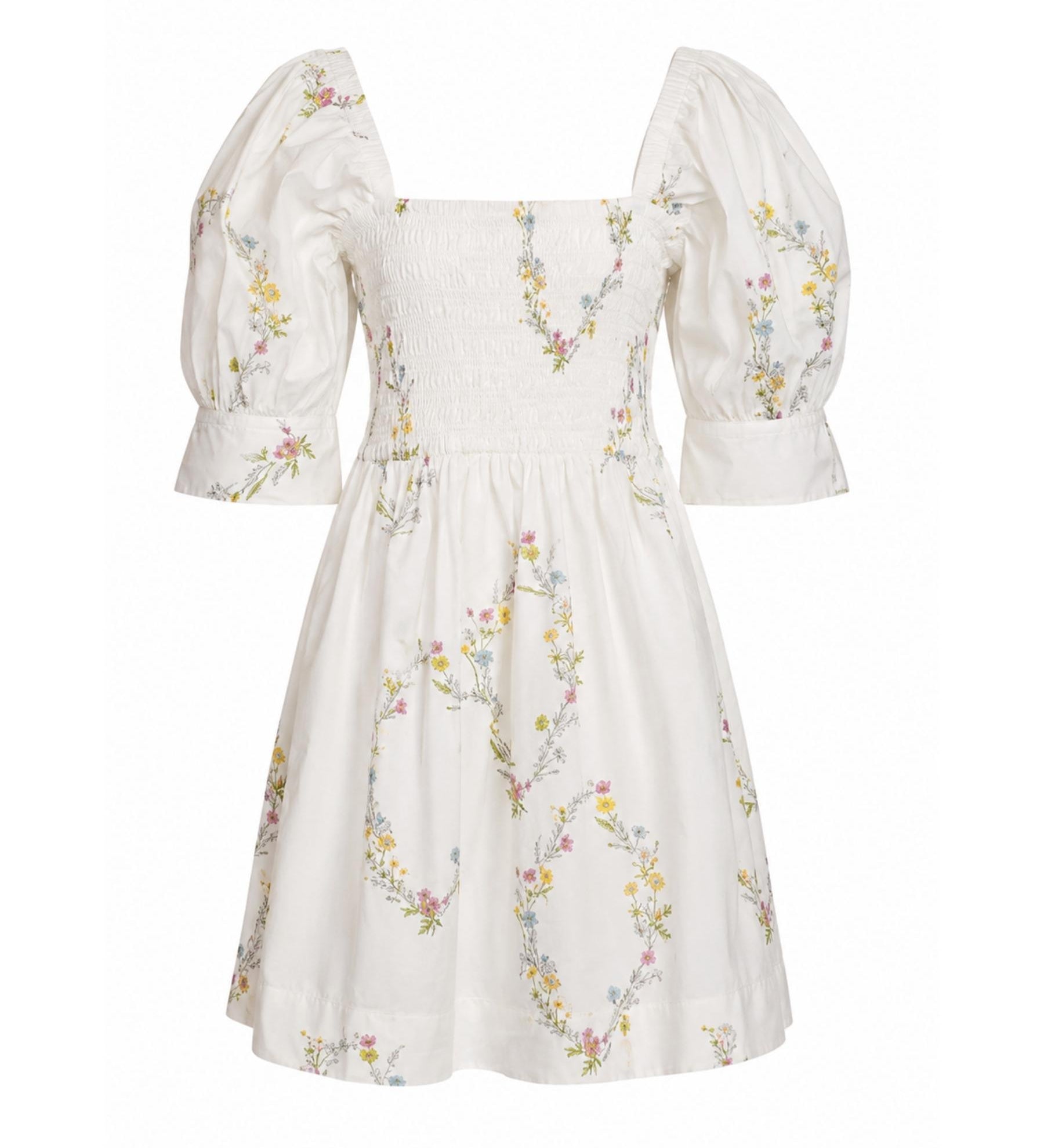 GANNI Floral Printed Poplin Cotton Dress