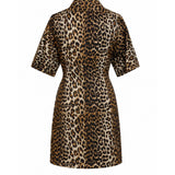 Ganni Leopard Print Cotton Poplin Wrap Dress