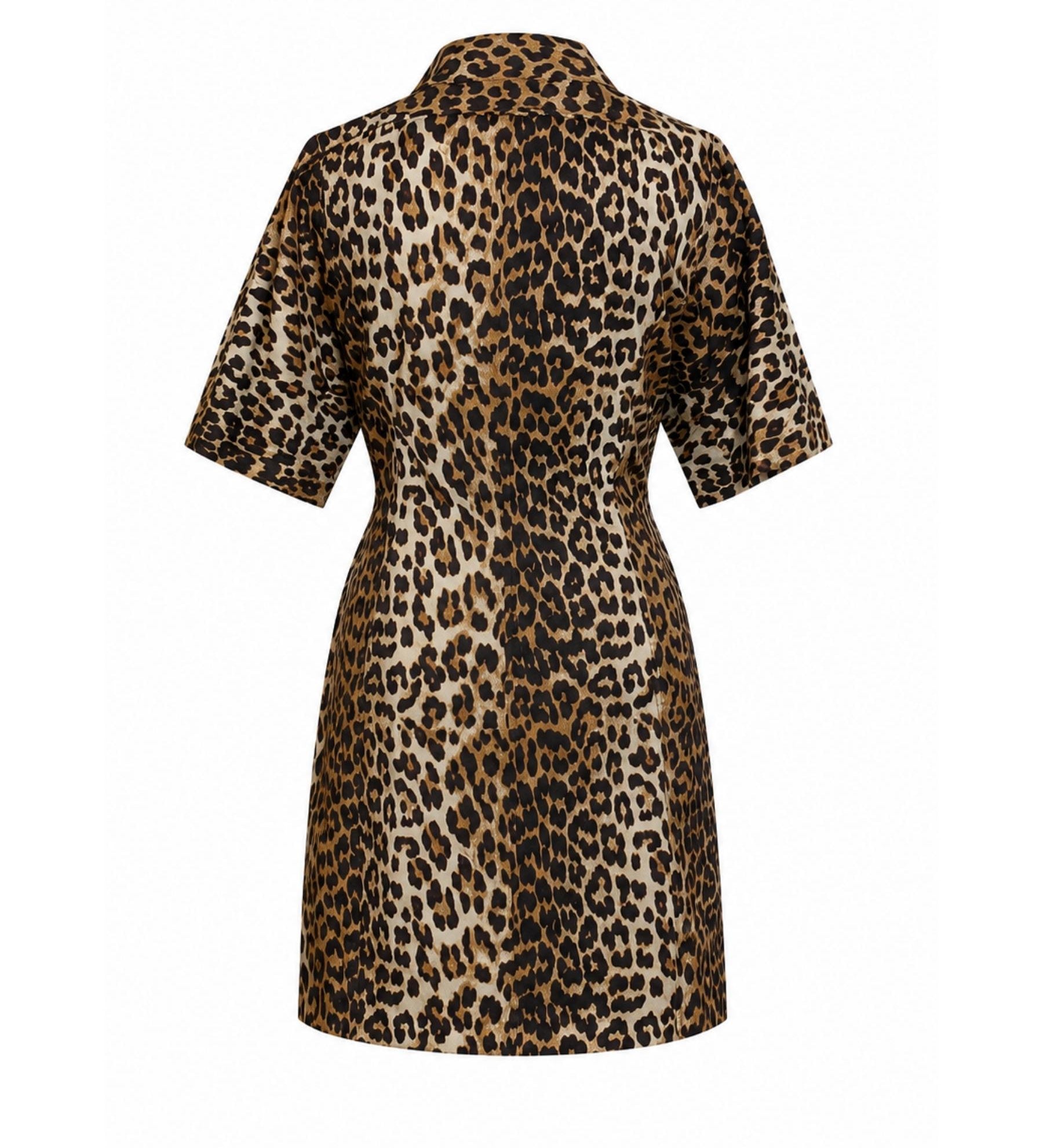 Ganni Leopard Print Cotton Poplin Wrap Dress