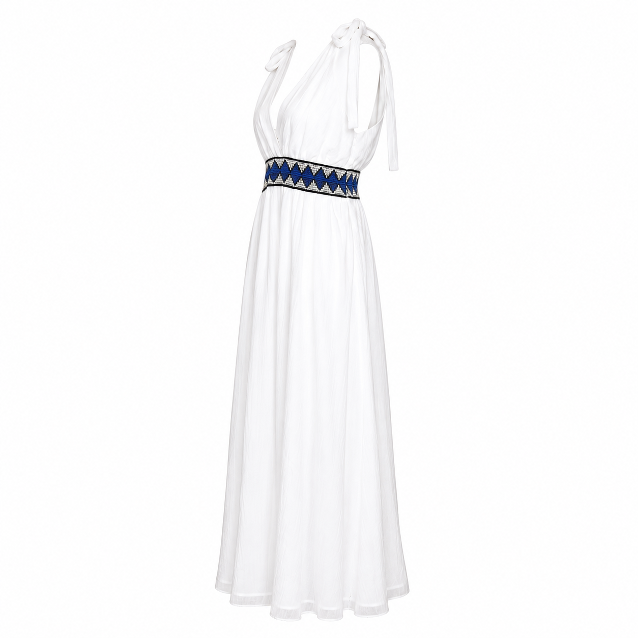 Indikah “Grecian” Embroidered Waist Dress