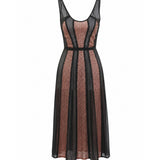 Kate Sylvester Sheer & Bronze Panel Midi Dress