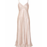 Kate Sylvester Champagne Silk Lace-Trim Midi Slip Dress