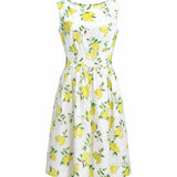 Kate Spade New York "Lemon Fab" Cotton-Silk Fit & Flare Dress
