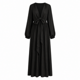 Lonely “Hilma” Long Sleeve Tie-Front Dress