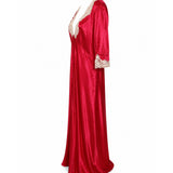 RIXO “Simone” Lace-Trimmed Satin Maxi Dress