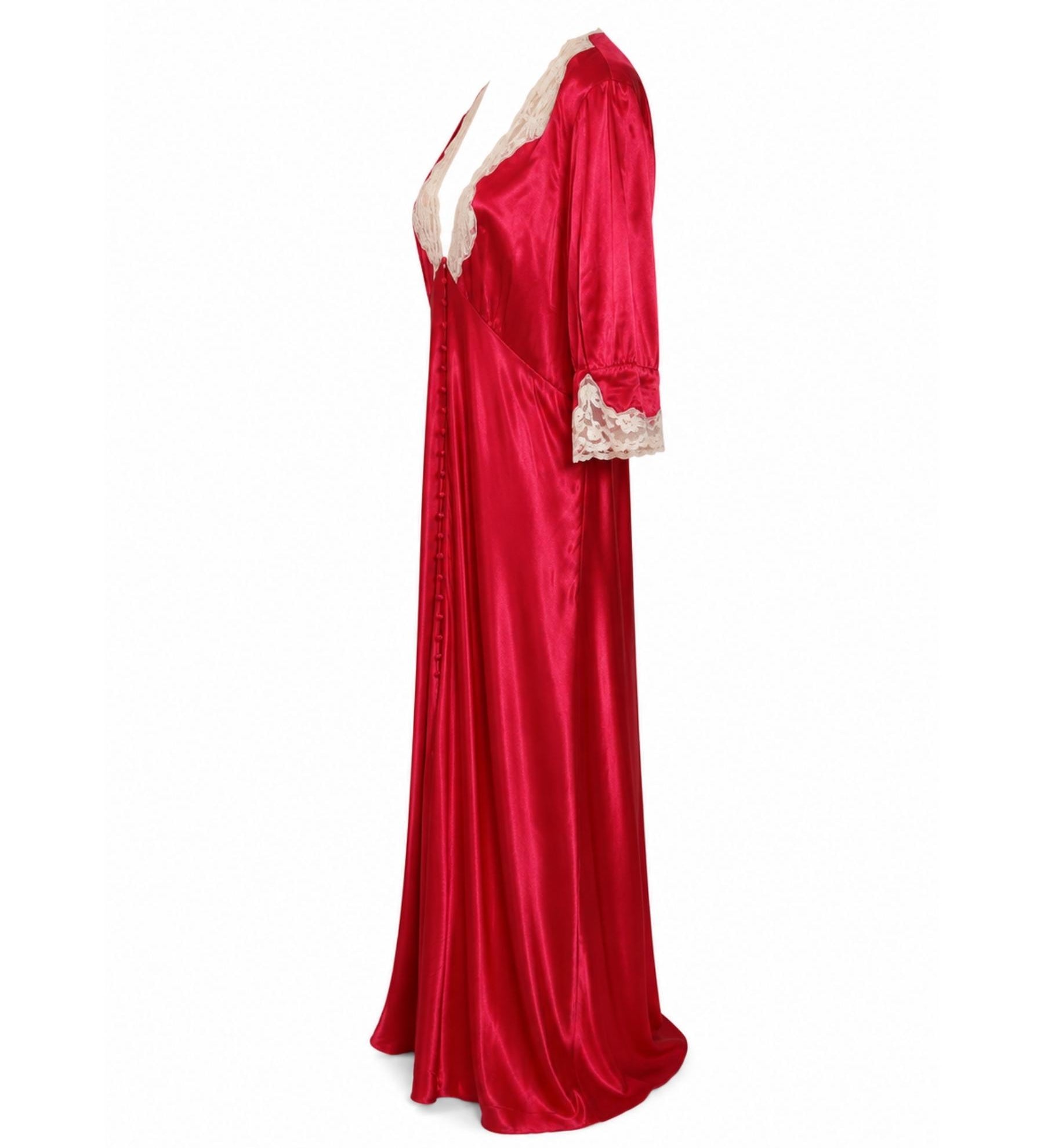 RIXO “Simone” Lace-Trimmed Satin Maxi Dress