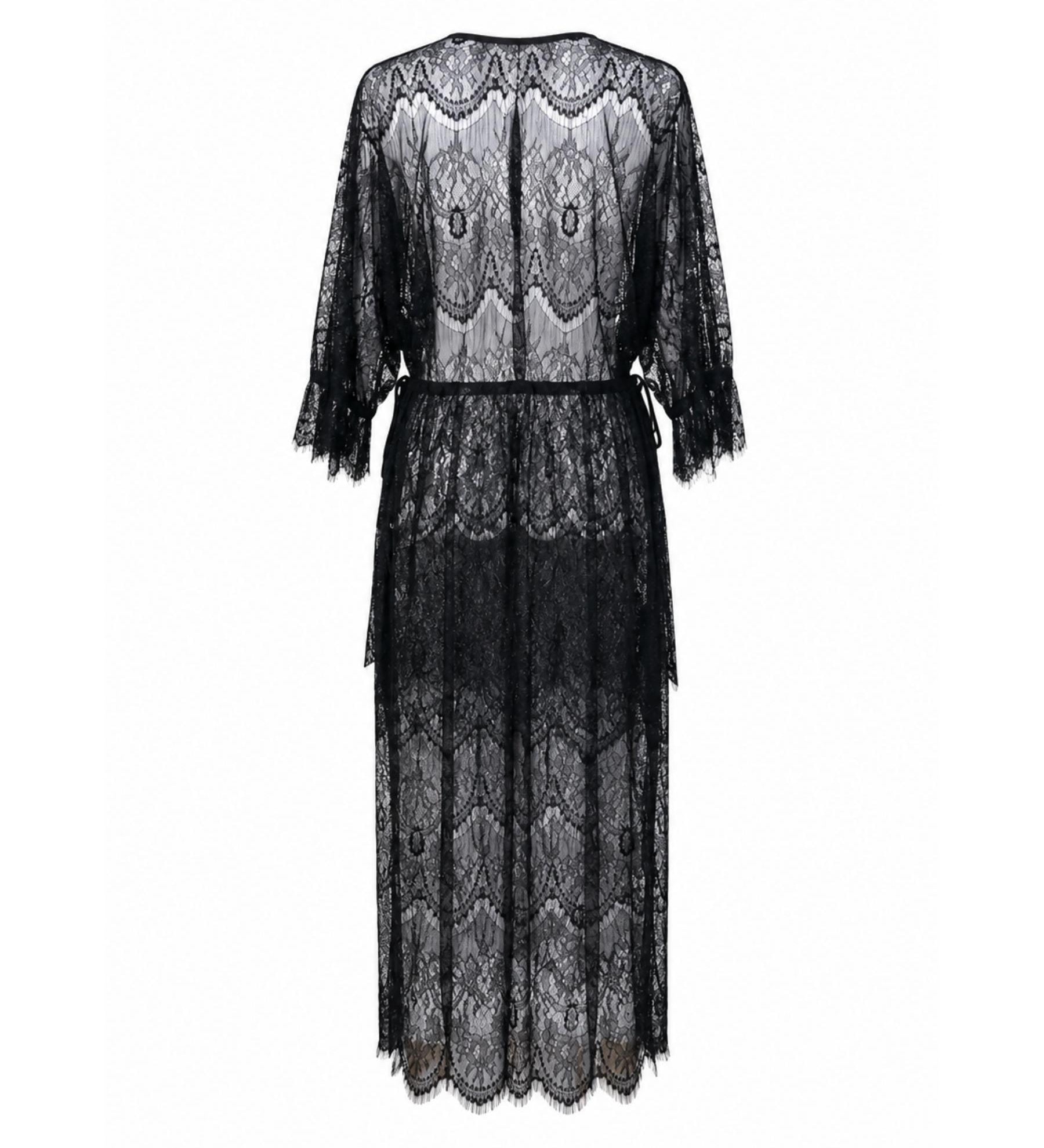 RUBY Sheer Lace Tie-Front Dress