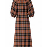 Staud Plaid Print Long Dress