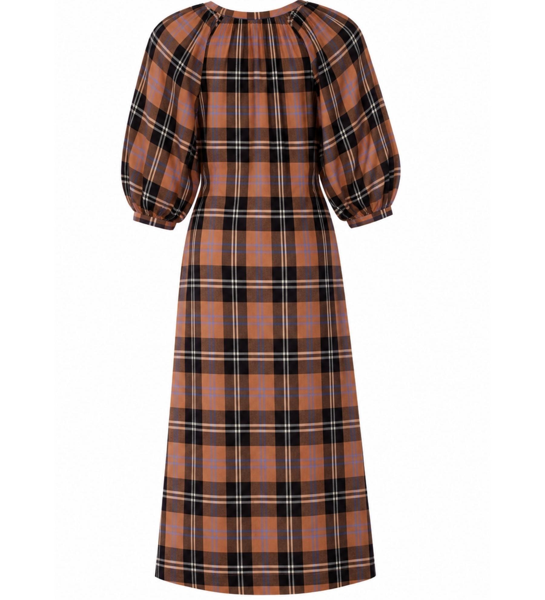 Staud Plaid Print Long Dress