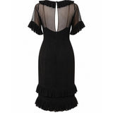 Trelise Cooper Sheer Sleeve Ruffle Trim Midi Dress