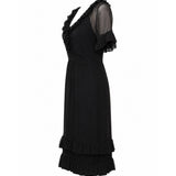 Trelise Cooper Sheer Sleeve Ruffle Trim Midi Dress