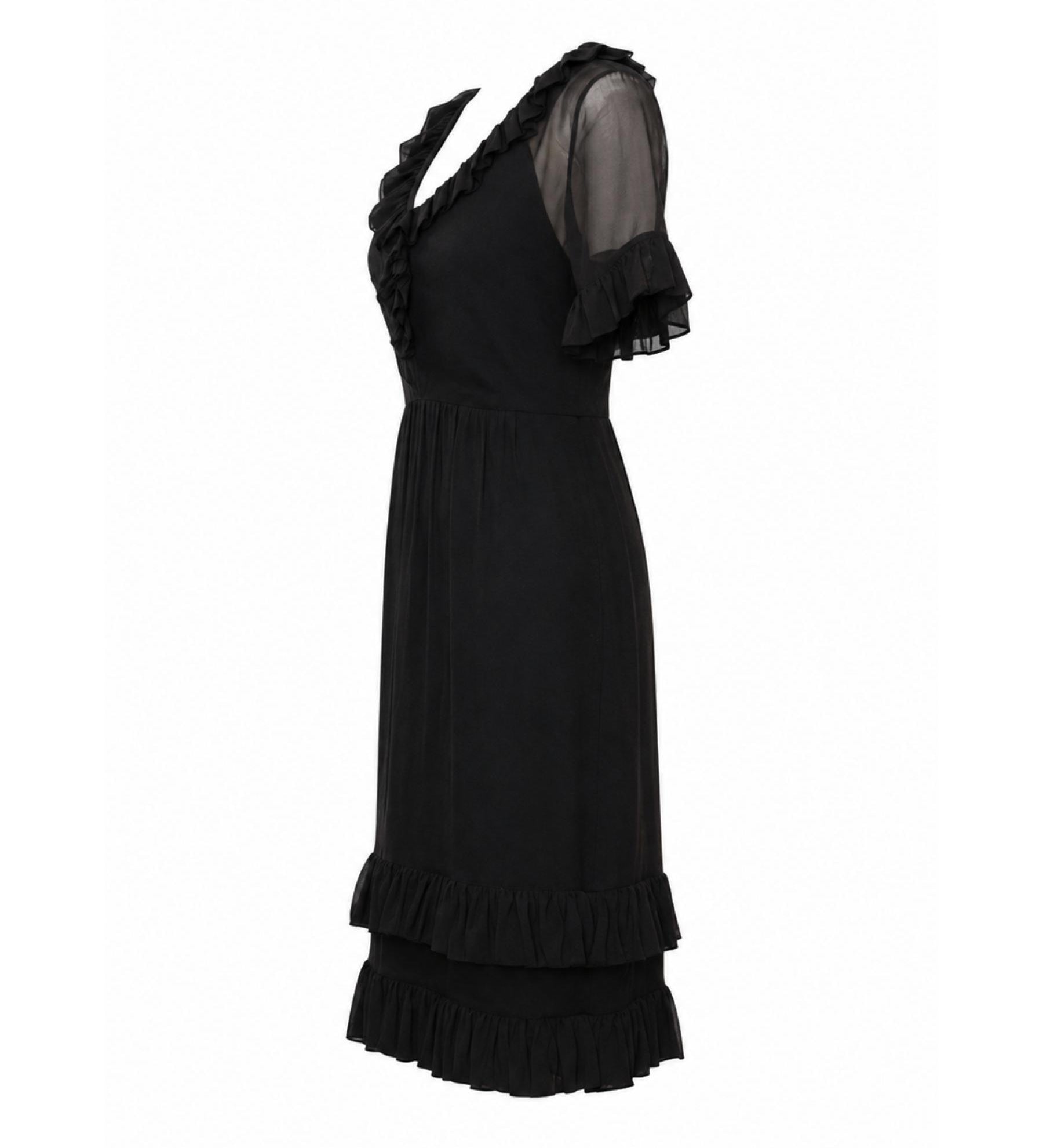 Trelise Cooper Sheer Sleeve Ruffle Trim Midi Dress
