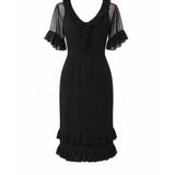Trelise Cooper Sheer Sleeve Ruffle Trim Midi Dress